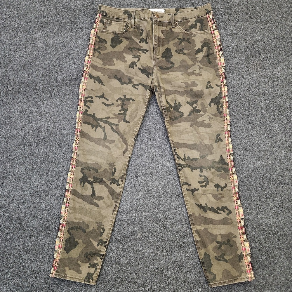Driftwood Pants Womens 31 Jackie Camo Embroidered Aztec Southwestern Pockets Zip